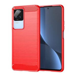 Capa Para Xiaomi Poco F4 (Tela 6.67) Carbon Fiber Leve Fina Maleável (Vermelho)