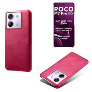 Capa para Xiaomi Poco M7 Pro,Proteção contra quedas,Casca de volta de cor sólida simples,Design de couro de imitação de plástico-Rose