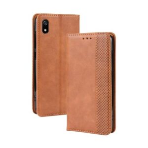 Capa para Xiaomi Redmi 7A,Retro Flip magnético,Caso de telefone de couro PU,Design de carteira com 3 slots de cartão e 1 clipe de dinheiro -Brown
