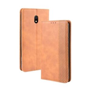 Capa para Xiaomi Redmi 8A,Retro Flip magnético,Caso de telefone de couro PU,Design de carteira com 3 slots de cartão e 1 clipe de dinheiro -Brown