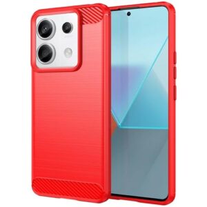 Capa Para Xiaomi Redmi Note 13 Pro 5G e Poco X6 5G (Tela 6.67) Carbon Fiber Leve Fina Maleável (Vermelho)