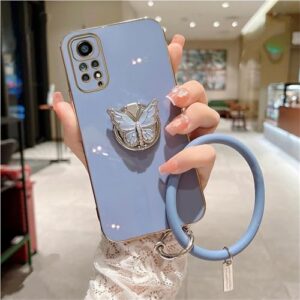 Capa protetora com anel de borboleta para Xiaomi Redmi Note 11 8 12 10 9 Pro Max 10 5G 10s 11s 9A 9T 9C 10C NFC, cinza, HDSHYH, para Redmi 9T