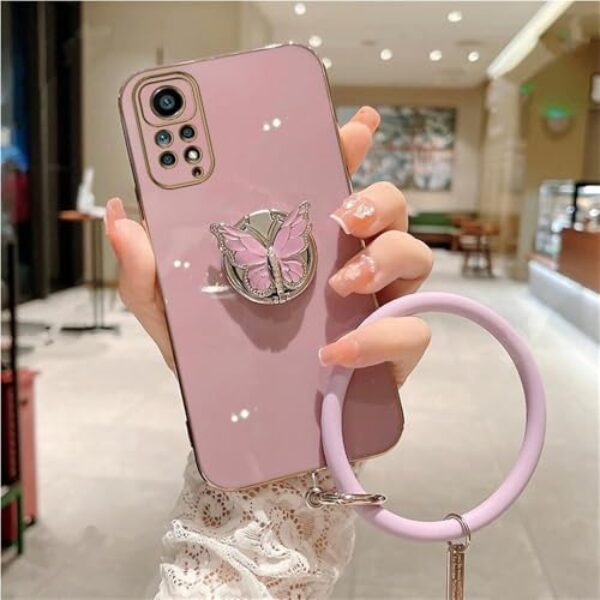 Capa protetora com anel de borboleta para Xiaomi Redmi Note 11 8 12 10 9 Pro Max 10 5G 10s 11s 9A 9T 9C 10C NFC, roxa, HDSHYH, para Redmi Note 7