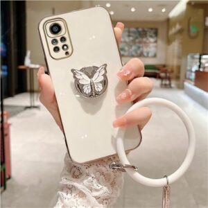 Capa protetora com anel de borboleta para Xiaomi Redmi Note 11 8 12 10 9 Pro Max 10 5G 10s 11s 9A 9T 9C 10C NFC, branca, HDSHYH, para Redmi Note 7