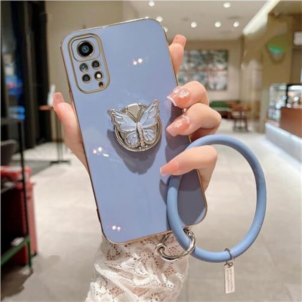 Capa protetora com anel de borboleta para Xiaomi Redmi Note 11 8 12 10 9 Pro Max 10 5G 10s 11s 9A 9T 9C 10C NFC, cinza, HDSHYH, para Redmi 9A