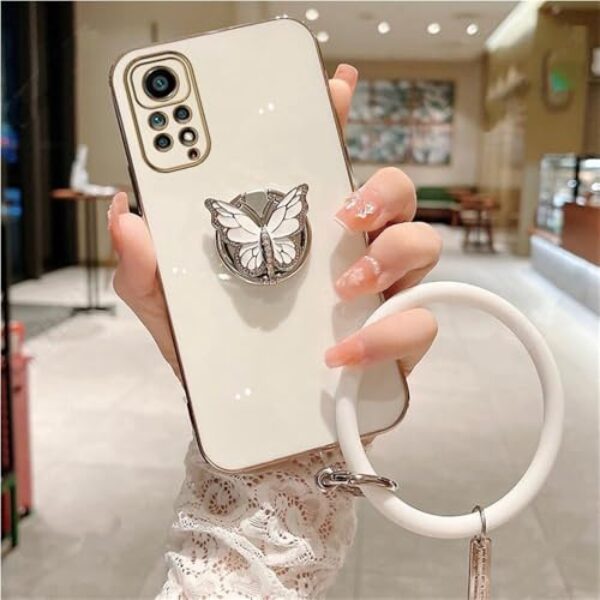 Capa protetora com anel de borboleta para Xiaomi Redmi Note 11 8 12 10 9 Pro Max 10 5G 10s 11s 9A 9T 9C 10C NFC, branca, HDSHYH, para Redmi 9A