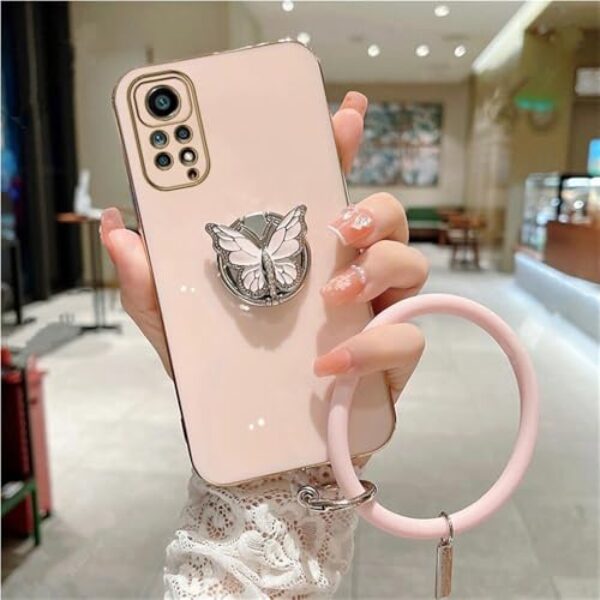 Capa protetora com anel de borboleta para Xiaomi Redmi Note 11 8 12 10 9 Pro Max 10 5G 10s 11s 9A 9T 9C 10C NFC, rosa, HDSHYH, para Redmi Note 11