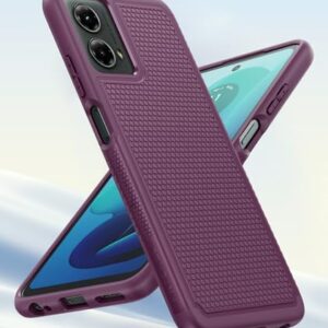 Capa protetora de camada dupla para Motorola Moto G 5G 2024 leve com traseira texturizada antiderrapante para celular militar - Capa protetora protetora fina e resistente à prova de choque (roxo