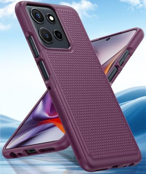 Capa protetora de camada dupla para Motorola Moto G Power 2025 leve com traseira texturizada antiderrapante para celular militar - Capa protetora protetora fina e resistente à prova de choque (roxo