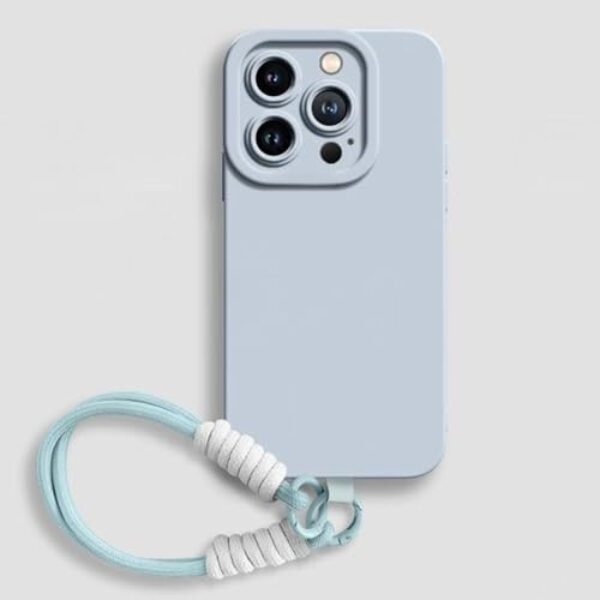Capa protetora de silicone líquido com alça para iPhone 16E 16 14 15 Plus 12 13 Mini 11 16 Pro X XR XS Max SE, capa macia, azul, para iPhone 13 Pro