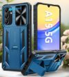 Capa protetora para Samsung Galaxy A15 4G/5G de grau militar à prova de quedas com suporte e slide | Capa de telefone resistente resistente e protetora texturizada - Azul