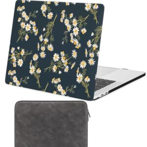 Capa rígida para laptop compatível com MacBook Pro 16 polegadas versão 2020 2019 modelo A2141 com Touch Bar e Touch ID, capa protetora de plástico fosco capa rígida e bolsa, margarida branca