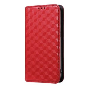 Capas Compatível com Samsung Galaxy M16 5G,Caso de telefone de fechamento magnético Flip,Caso de telefone de carteira de couro PU com desenho de padrão Slots.3D do cartão-Red