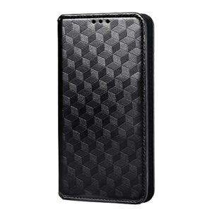 Capas Compatível com Samsung Galaxy M36 5G,Caso de telefone de fechamento magnético Flip,Caso de telefone de carteira de couro PU com desenho de padrão Slots.3D do cartão-Black