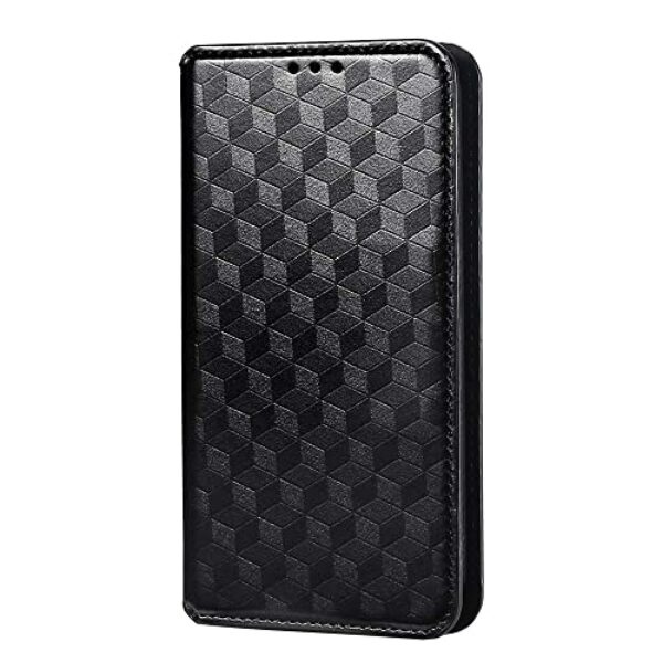 Capas Compatível com Xiaomi Poco F7 Pro 5G,Caso de telefone de fechamento magnético Flip,Caso de telefone de carteira de couro PU com desenho de padrão Slots.3D do cartão-Black