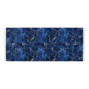 Capa superior de geladeira com borda de renda e textura de mármore dourado azul com bolsa lateral reutilizável para máquina de lavar roupa capa protetora para máquina de lavar microondas geladeira 130