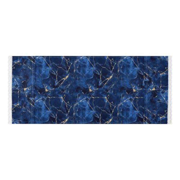 Capa superior de geladeira com borda de renda e textura de mármore dourado azul com bolsa lateral reutilizável para máquina de lavar roupa capa protetora para máquina de lavar microondas geladeira 130