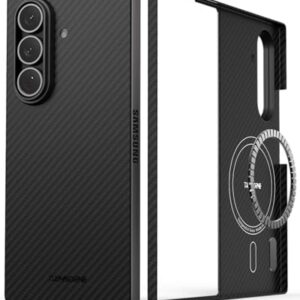 Capa Thinborne compatível com Samsung Galaxy Z Fold 7, [fibra de aramida 600D] [magnética] [ultrafina] [estilo minimalista] [texturas de fibra de carbono]
