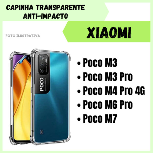 Capa Transparente Anti Impacto Xiaomi Poco M3 / Poco M3 Pro / Poco M4 Pro 4G / Poco M6 Pro / Poco M7 / (CF09)