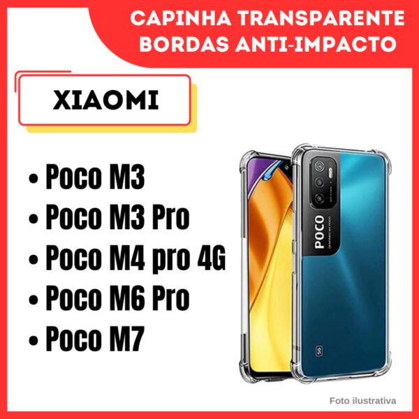 Capa Transparente Anti Impacto Xiaomi Poco M3 / Poco M3 Pro / Poco M4 Pro 4G / M6 Pro / Poco M7 (CF09)