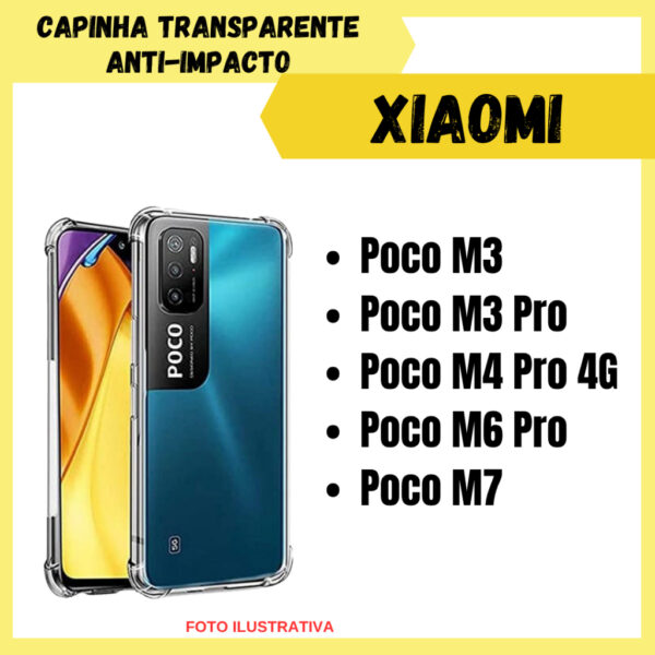 Capa Transparente Anti Impacto Xiaomi Poco M3 / Poco M3 Pro / Poco M4 Pro 4G / Poco M6 Pro 5G / Poco M7 (CF09)
