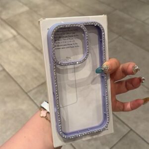 Capa transparente com diamantes e joias para iPhone 11, 12, 13, 14, 15, 16, 17, Pro Max, Plus e Air. Capa traseira com b