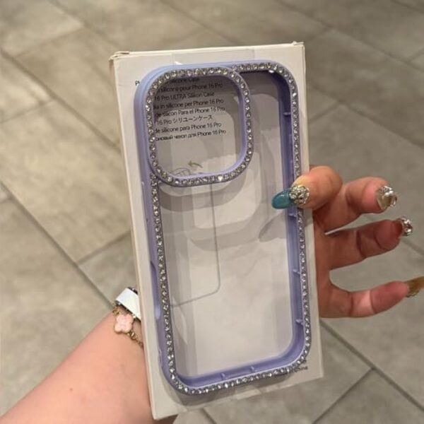 Capa transparente com diamantes e joias para iPhone 11, 12, 13, 14, 15, 16, 17, Pro Max, Plus e Air. Capa traseira com b