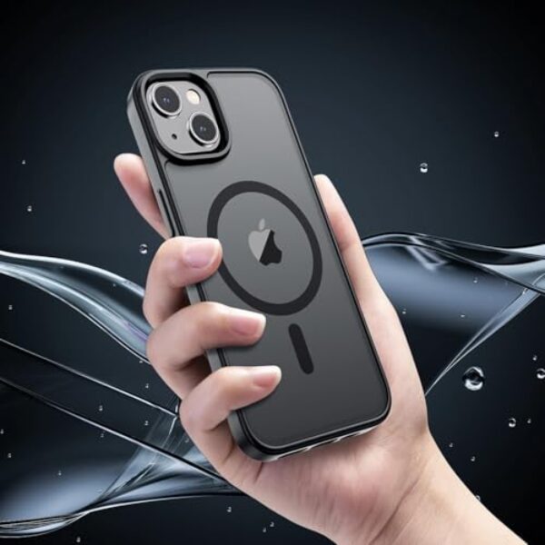 Capa transparente para iPhone 14 Plus, resiste a amarelamento e arranhões e à prova de choque, capa de celular fina e megnética para iPhone 14 Plus de 6,3 polegadas, preto fosco