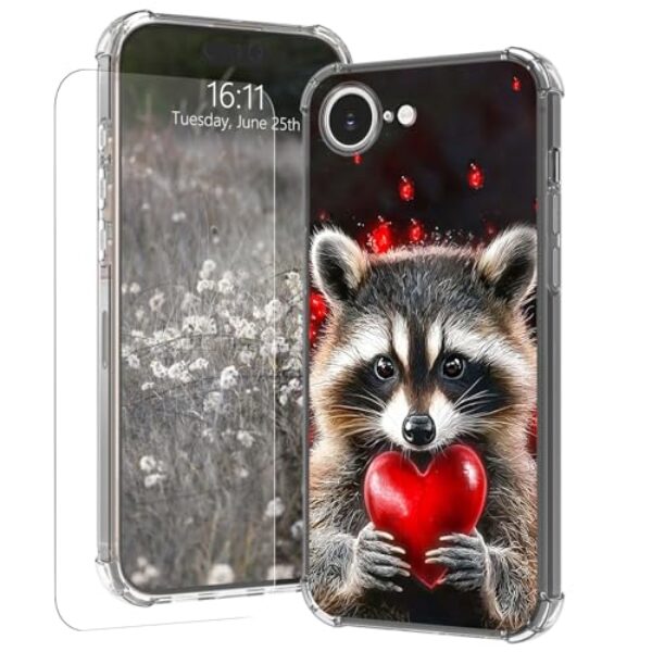 Capa transparente para iPhone 16e de 6,1 polegadas com protetor de tela para mulheres e meninas [antiamarelamento] [proteção contra quedas] Capa protetora fina de silicone macio TPU transparente à