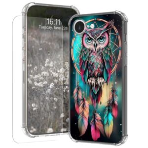 Capa transparente para iPhone 16e de 6,1 polegadas com protetor de tela para mulheres e meninas [antiamarelamento] [proteção contra quedas] Capa protetora fina de silicone macio TPU transparente à