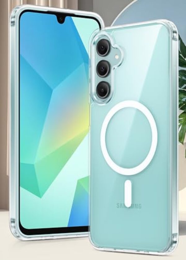 Capa transparente para Samsung Galaxy A16 5G, compatível com MagSafe, [não amarela] [proteção contra quedas de nível militar] à prova de choque magnética protetora para celular, transparente