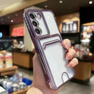 Capa transparente tipo carteira para Samsung Galaxy S24, S25 Ultra, S23, S22, S21 Plus, S20 Fe, Note 20, A52, A54, A34 (para A51 4G/roxa)