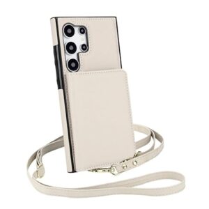 Capa transversal para celular com porta-cartões para Samsung Galaxy S25 Ultra Edge S24 Plus S23 S22 S21 FEA16 A26 A36 A56, branca, para Galaxy S23 Ultra