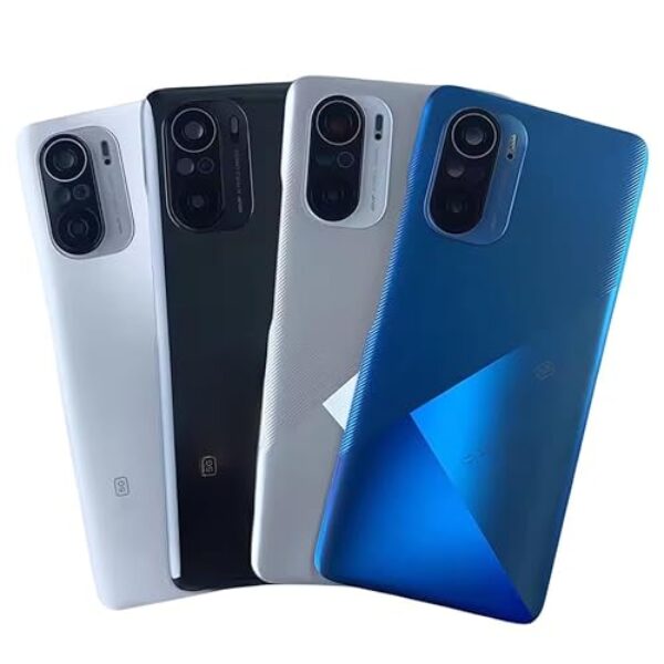 Capa traseira de vidro para Xiaomi Poco F3 5G Capa de substituição para porta traseira com lente de câmera (preto)