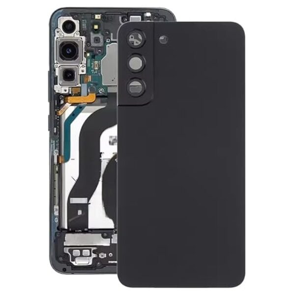 Capa traseira para celular Samsung Galaxy S22 Plus 5G SM-S906B com peça de substituição da moldura da lente da câmera (preto)