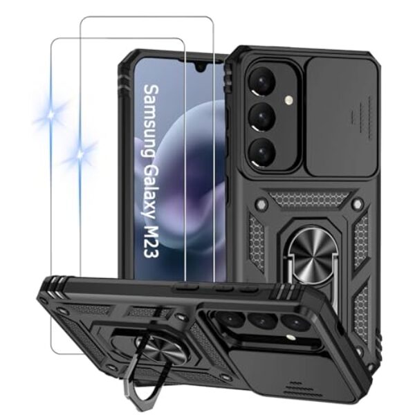 Capinha Capa para Samsung Galaxy M23 + 2 Películas de Vidro Temperado | Capa Anti-Impacto | Proteção da Câmera | Resistente a Arranhões | Aberturas Precisos | Armadura Militar