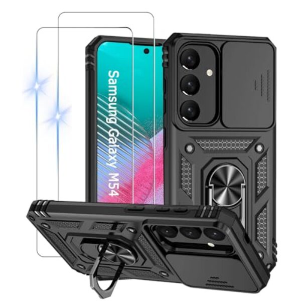 Capinha Capa para Samsung Galaxy M54 + 2 Películas de Vidro Temperado | Capa Anti-Impacto | Proteção da Câmera | Resistente a Arranhões | Aberturas Precisos | Armadura Militar