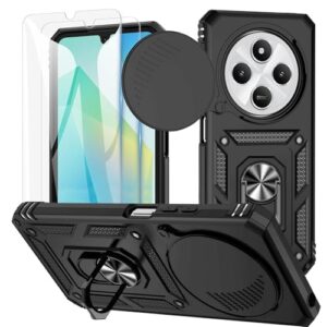 Capinha Capa para Xiaomi Redmi 14C / POCO C75 + 2 Películas de Vidro Temperado | Capa Anti-Impacto | Proteção da Câmera | Resistente a Arranhões | Aberturas Precisos | Armadura Militar