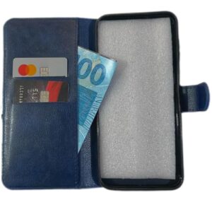 Capinha Carteira para Xiaomi Poco M6 4G Azul Marinho
