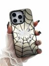 Caqvkcs Capa de teia de aranha para iPhone 16e de 6,1 polegadas, moderna, preta, teia de aranha de Halloween, projetada para mulheres, homens, meninos e meninas, linda capa de telefone de silicone TPU