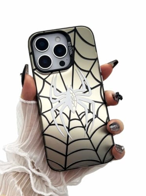 Caqvkcs Capa de teia de aranha para iPhone 16e de 6,1 polegadas, moderna, preta, teia de aranha de Halloween, projetada para mulheres, homens, meninos e meninas, linda capa de telefone de silicone TPU