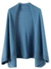 Cardigã feminino de caxemira leve com frente aberta, cachecol macio de pashmina, capa poncho quente de inverno com mangas, Azul, Meduim