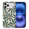 CARLOCA Capa para iPhone 17 Pro Max, verde retrô abstrato design floral híbrido proteção dupla TPU macio PC rígido à prova de choque anti-arranhões capa protetora masculina feminina elegante capa