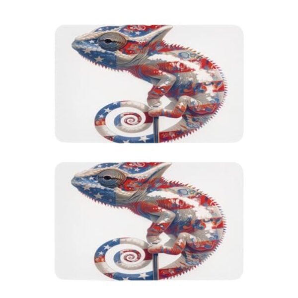 Cartoon Chameleon 4 de julho Dia da Independência branca decorativa de Natal capa de lava-louças ímã reutilizável pele de geladeira painel frontal decoração de férias magnético Cubierta de