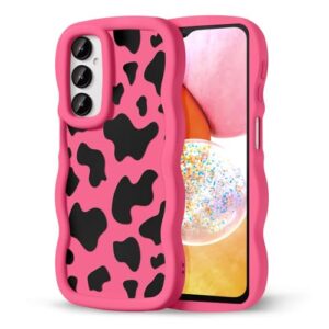 CASBST Capa de telefone compatível com Galaxy A14 5G para mulheres e meninas, moldura ondulada encaracolada com estampa fofa, capa de telefone à prova de choque de silicone macio e estética para
