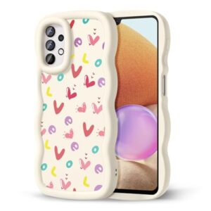 CASBST Capa de telefone compatível com Galaxy A32 5G para mulheres e meninas, moldura ondulada encaracolada com estampa fofa, capa de telefone à prova de choque de silicone macio e estética para