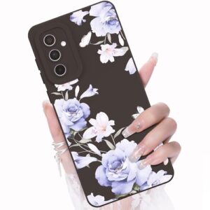 CASBST Capa para celular Galaxy A36 5G, design de estampa de flores da moda, capa de silicone líquido, fina, à prova de choque e resistente a arranhões para Samsung A36- preta