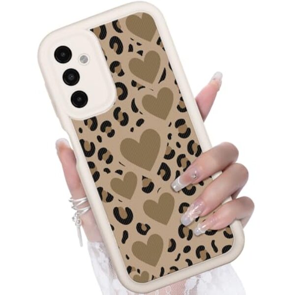 CASBST Capa para Samsung Galaxy A16 5G, design de padrão criativo, capa de silicone líquido, moldura mais grossa à prova de choque e resistente a arranhões para Samsung A16 - corações de leopardo