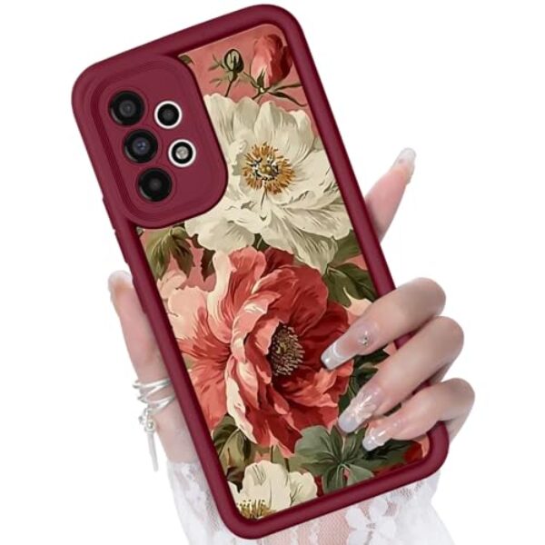 CASBST Capa para Samsung Galaxy A53 5G, design criativo de flores para meninas e mulheres, capa de silicone líquido, moldura mais grossa à prova de choque e resistente a arranhões para Samsung A53