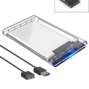 Case Externa Para HD transparente Alta Velocidade e Conexão USB 3.0 Transmissão de 6gbps Sata 3 Suporta SSDs e HDs de até 3TB Transparente